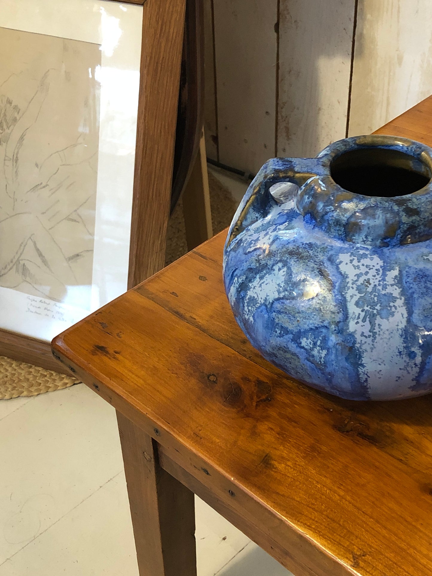 Vase en céramique bleu signé FULPER années 30