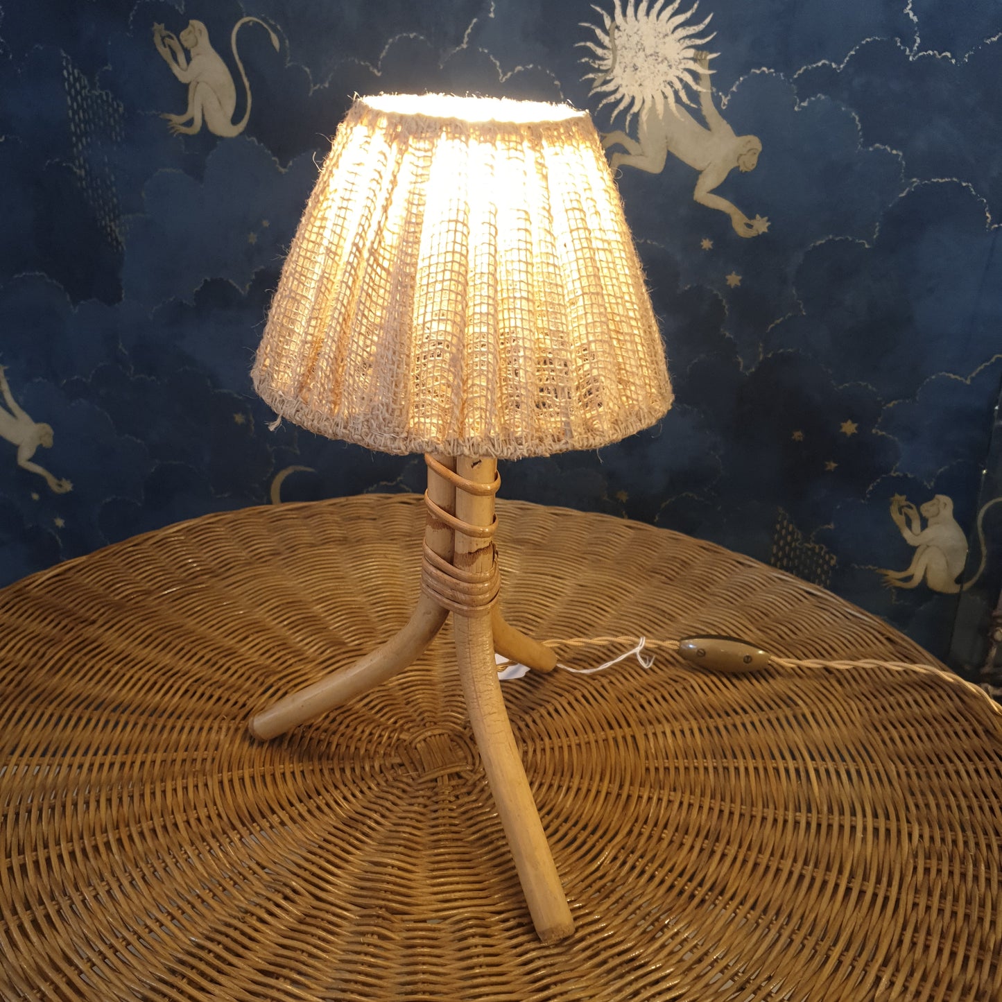Lampe rotin et bambou